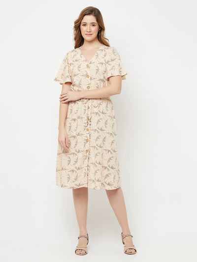 Beige Floral Dress - Women Dresses