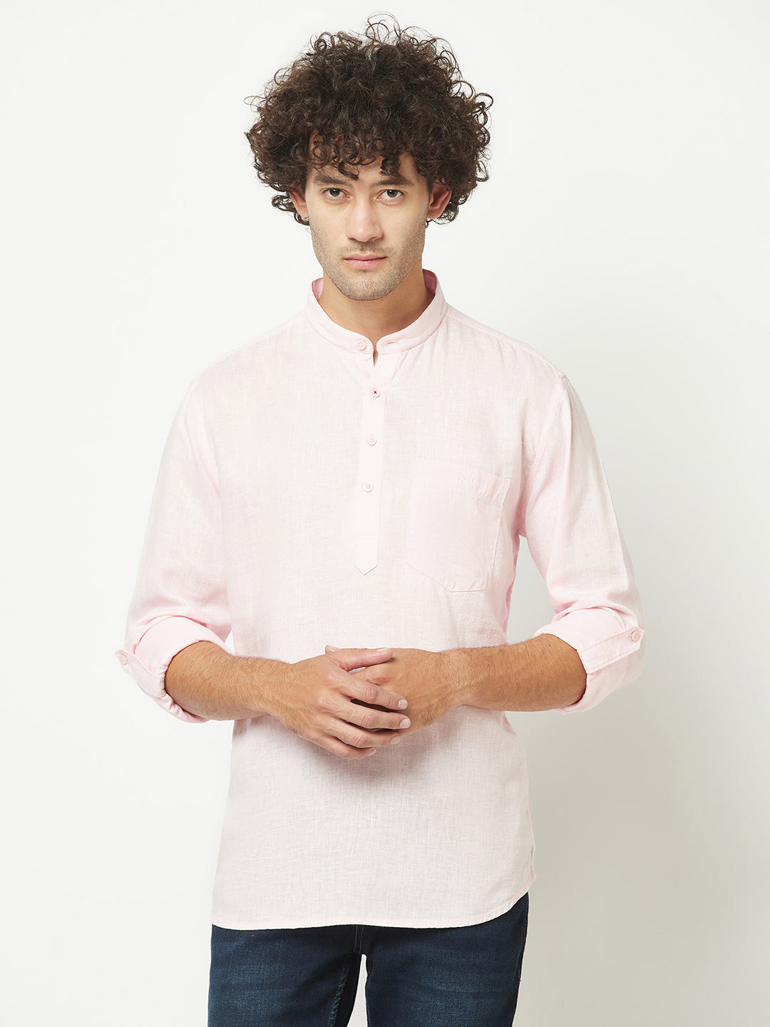  Baby Pink Shirt Style Kurta 