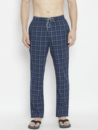 Blue Checked Smart Fit Lounge Pants - Men Lounge Pants