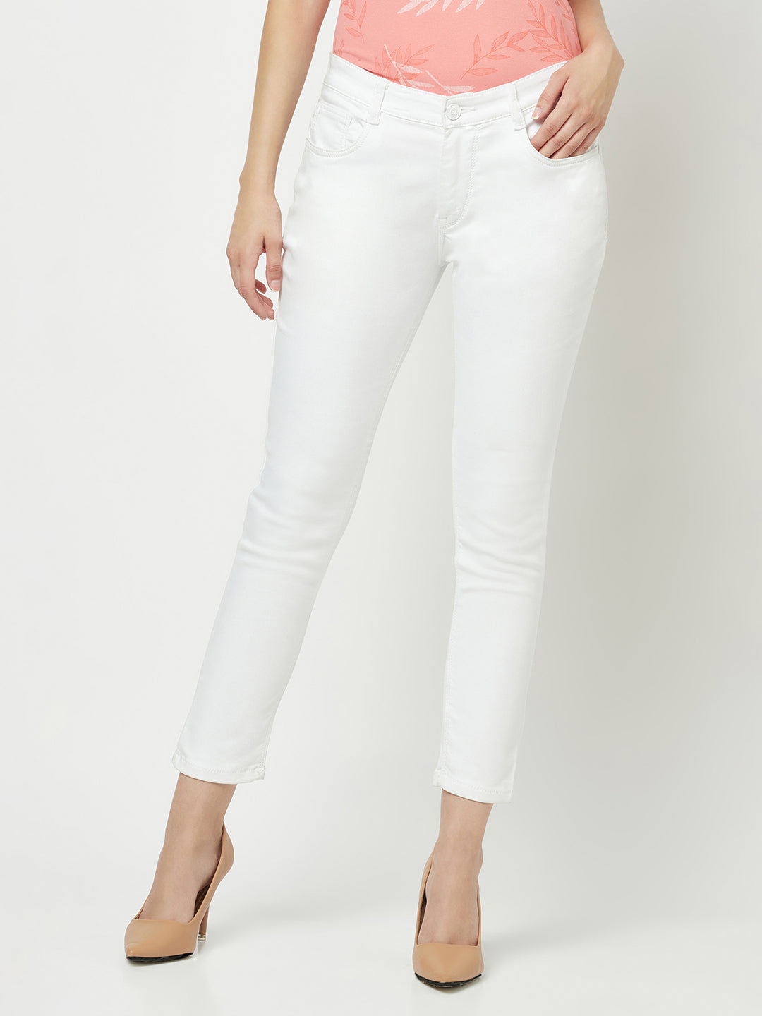  Slim-Fit White Jeans