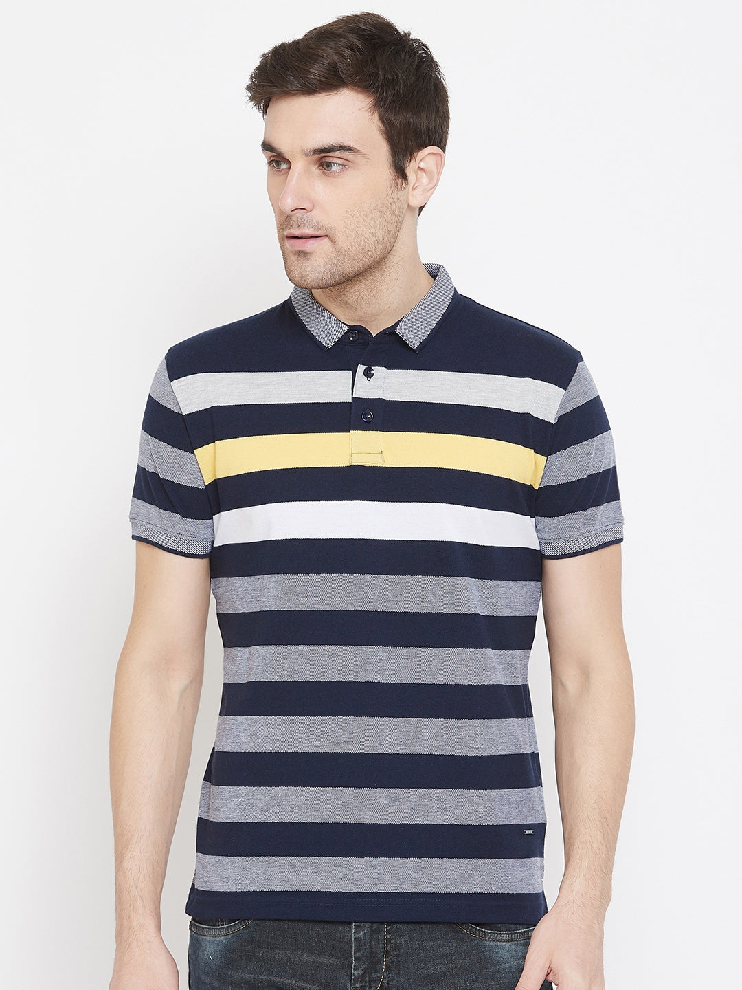Navy Blue Striped T-shirt - Men T-Shirts