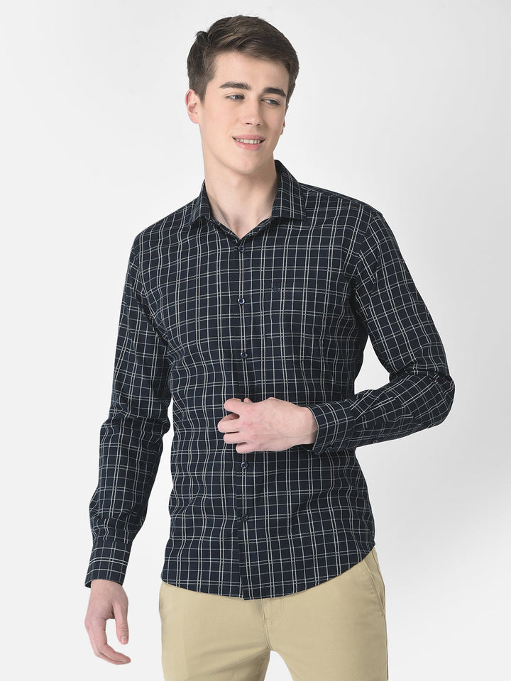  Navy Blue Dot Checked Shirt