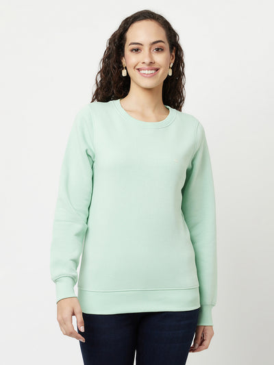 Mint Green Sweatshirt-Women Sweatshirts-Crimsoune Club