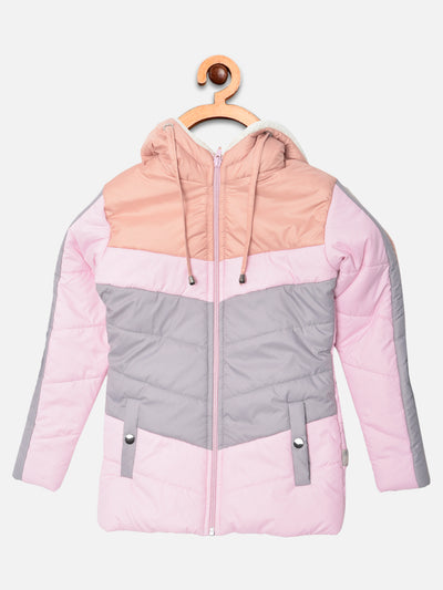 Multi Colourblocked Hooded Jacket - Girls Jackets