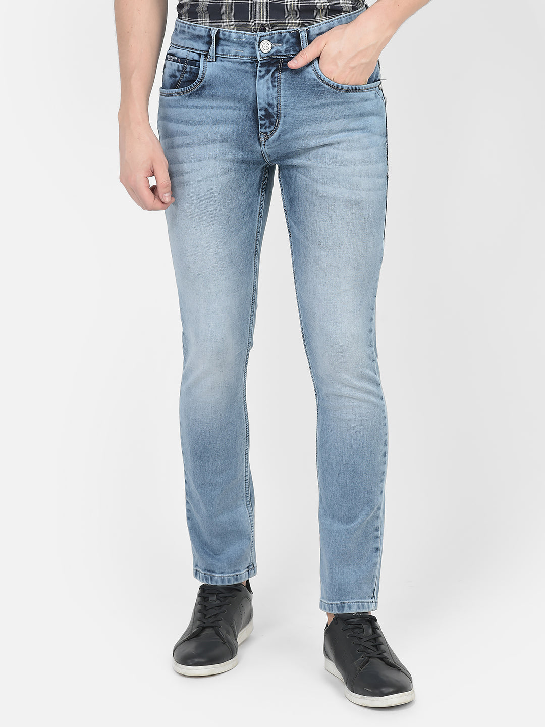  Stone-Washed Light Blue Jeans