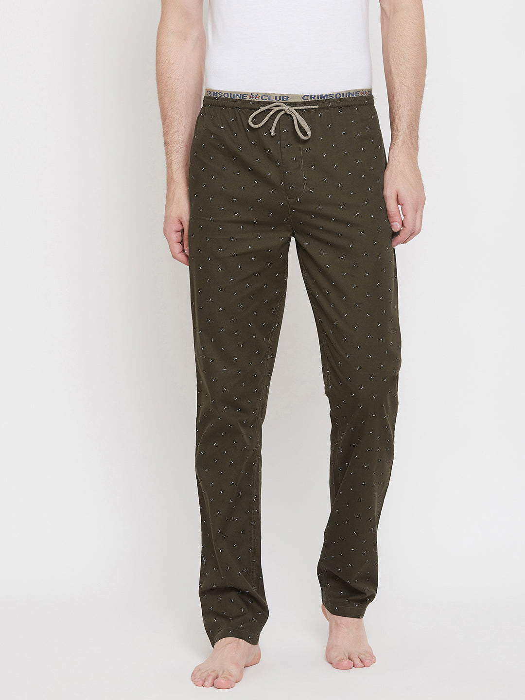 Olive Printed Lounge Pants - Men Lounge Pants