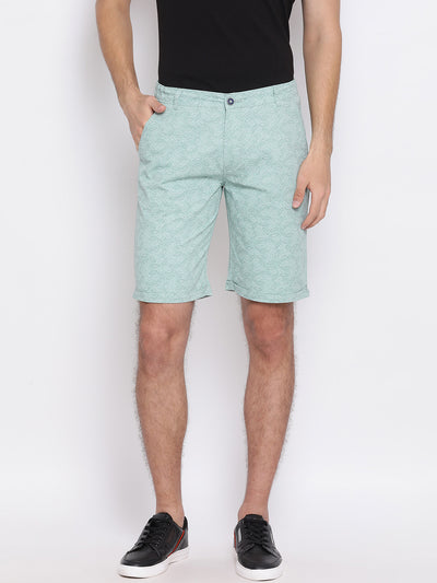 Green Printed Shorts - Men Shorts