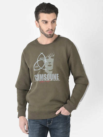  Olive Brand-Graphics Sweatshirt 