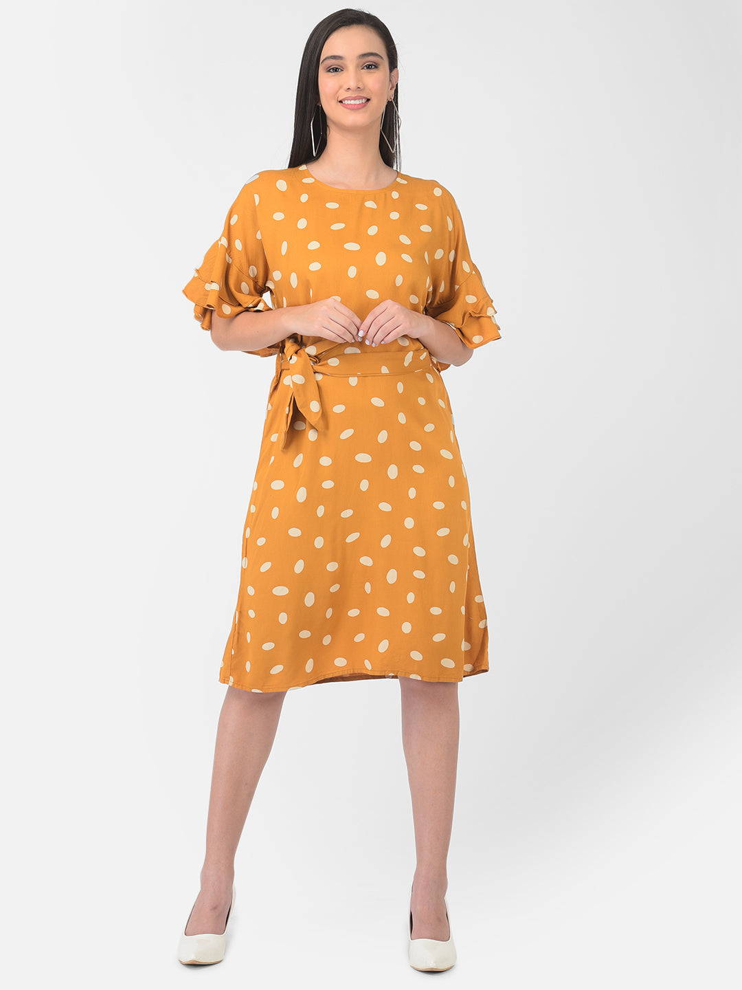 Orange Polka Dot Dress - Women Dresses