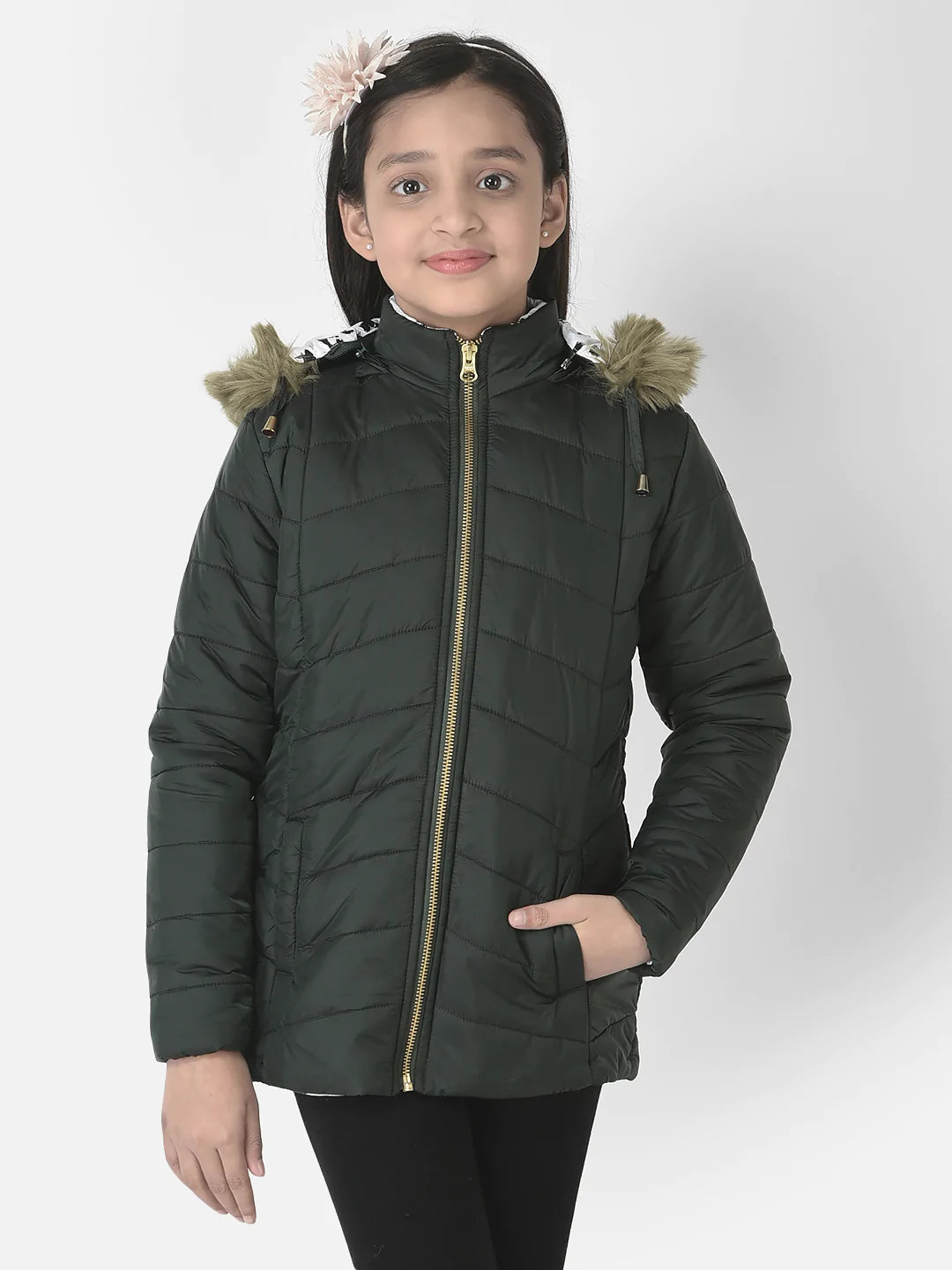  Hooded Green Padded Jacket