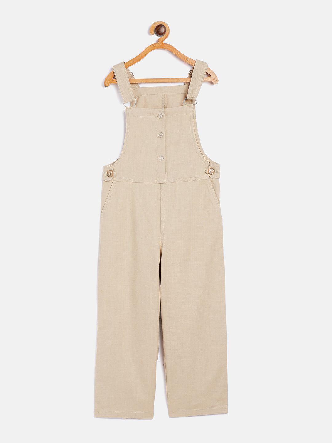 Beige Straight Leg Dungarees - Girls Dungarees