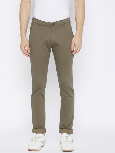 Grey Printed Slim Fit Trousers - Men Trousers