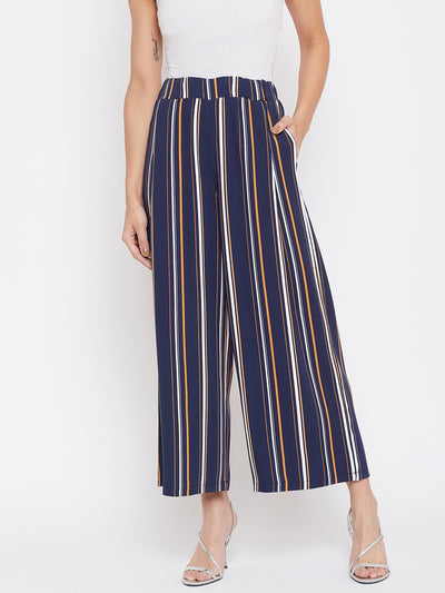 Striped Flared Parallel Trousers - Women Trousers