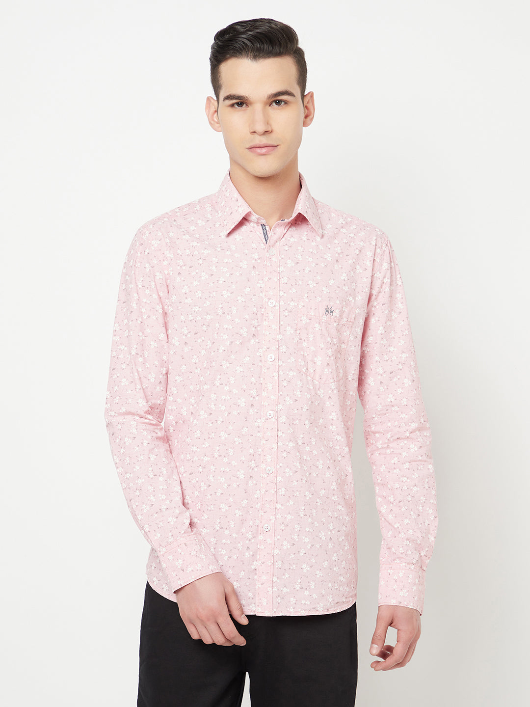 Pink Floral Printed Shirt - Men Shirts