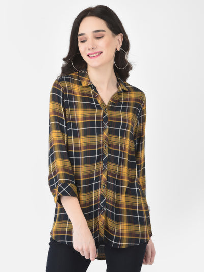 High-Low Checked Shirt - Women Shirts