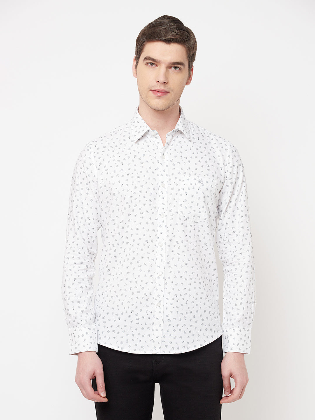 White Floral Shirt - Men Shirts