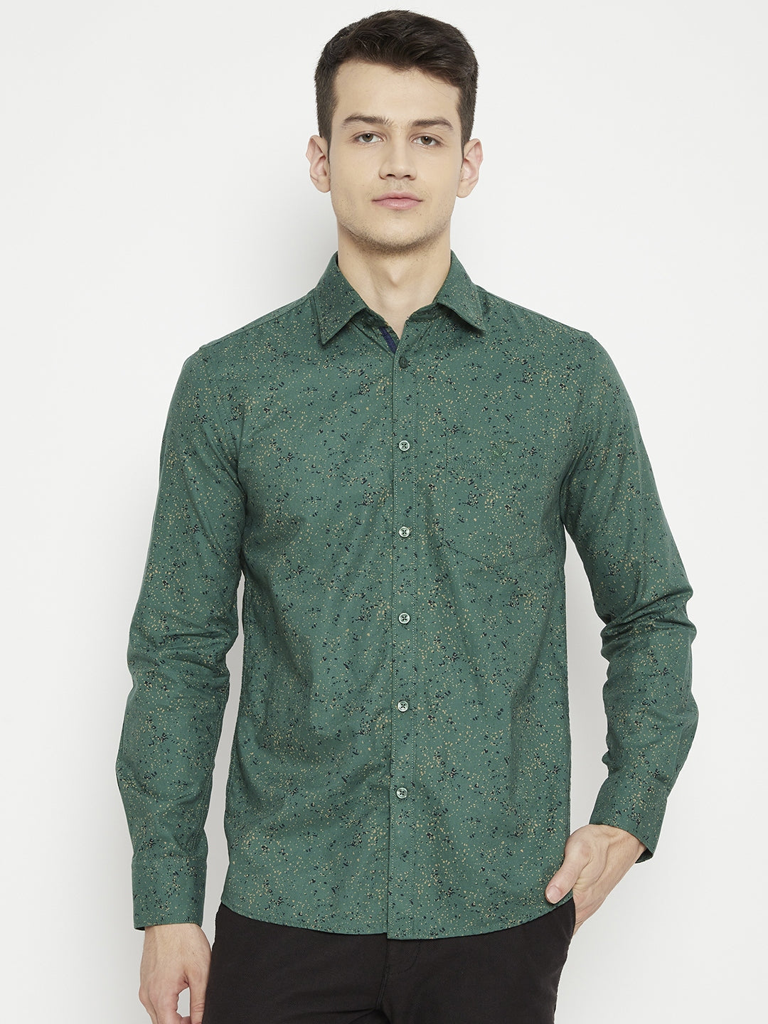 Green Printed Slim Fit shirt - Men Shirts