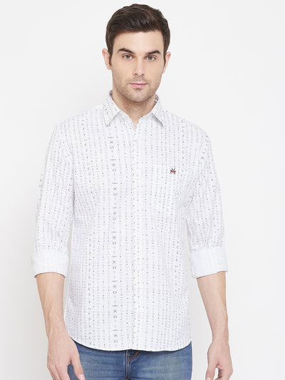 White Printed Slim Fit shirt - Men Shirts