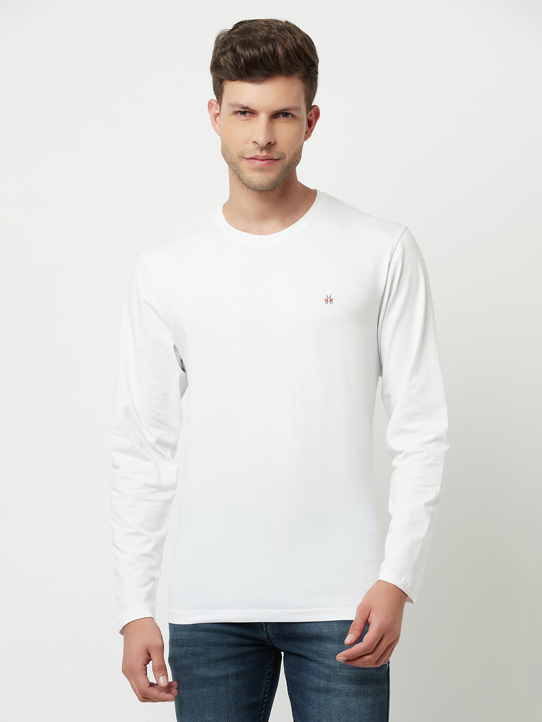 White Round Neck T-Shirt-Men T-Shirts-Crimsoune Club
