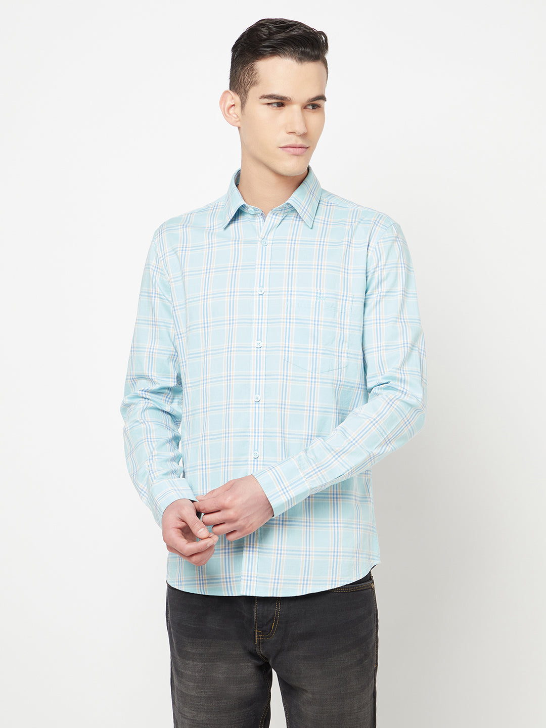 Blue Checked Shirt - Men Shirts