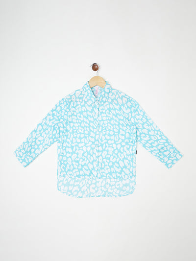 Blue Printed Casual Shirt - Girls Shirts