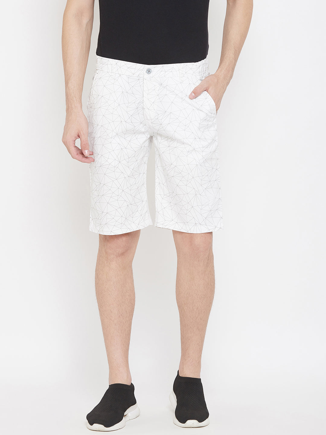 White Printed shorts - Men Shorts