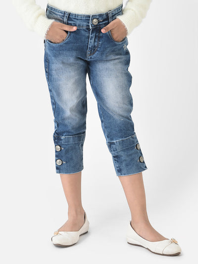 Denim Capri with Button Detailing