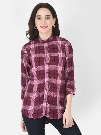 Pink Tartan Checked Shirt - Women Shirts