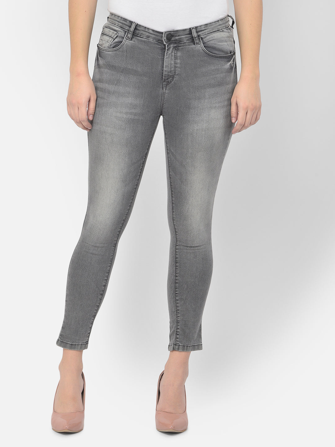 Grey Cropped Jeans - Women Jeans