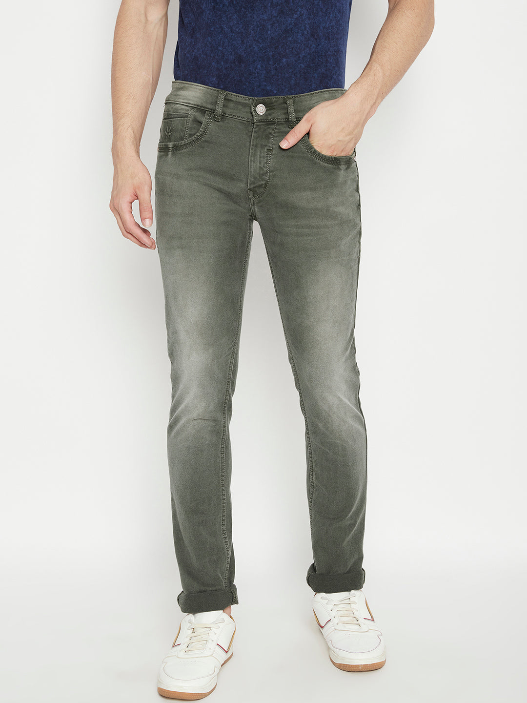 Olive Slim Fit Jeans - Men Jeans