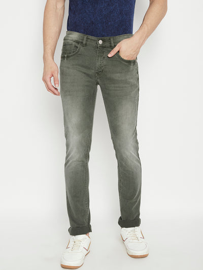 Olive Slim Fit Jeans - Men Jeans