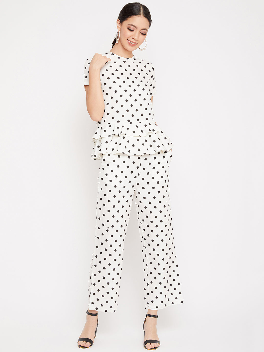 Monochrome Polka Dot Co-ord Set - Women Co-ord Sets