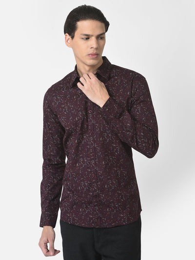 Floral Print Maroon Shirt