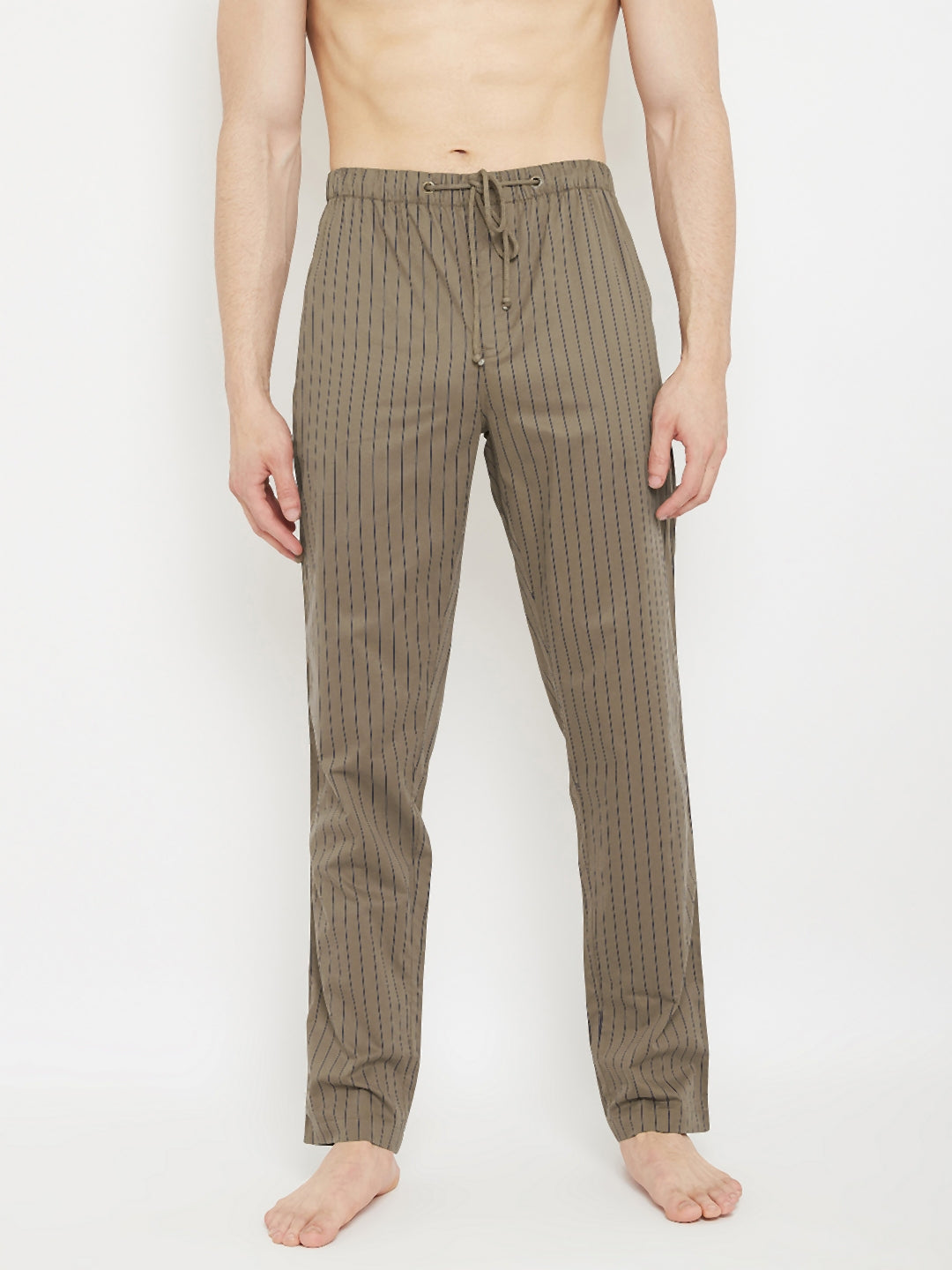 Brown Striped Straight Lounge Pants - Men Lounge Pants