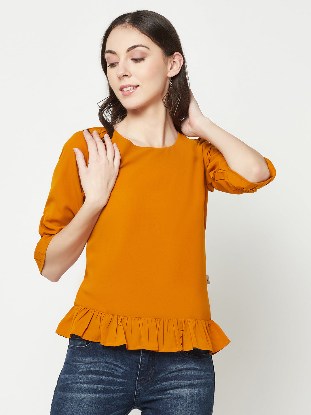  Mustard Peplum Top