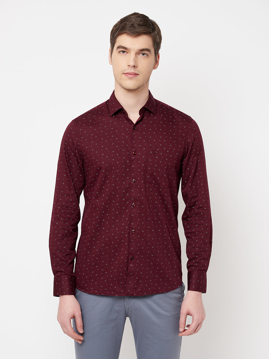 Maroon Printed Casual Shirt - Men Shirts