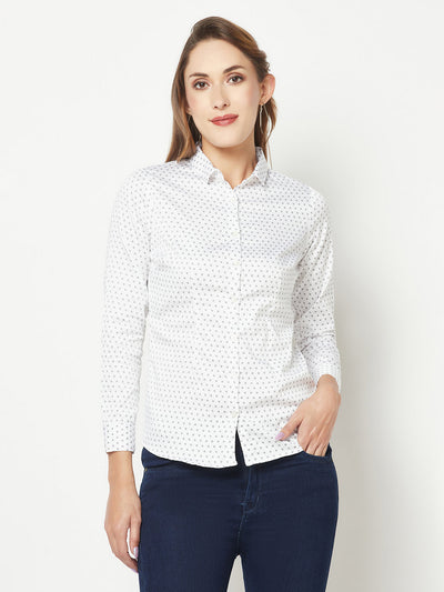  White Mini-Motif Printed Shirt 