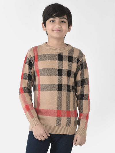  Camel Checkered Sweater