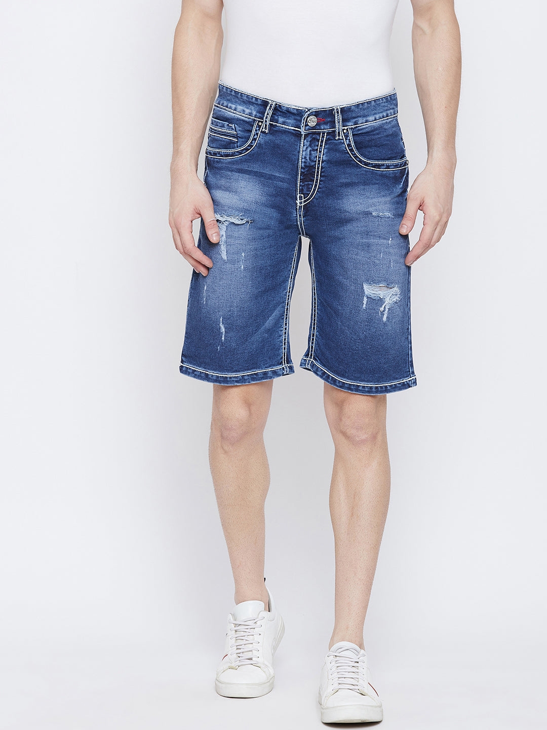 Blue Slim Fit Shorts - Men Shorts