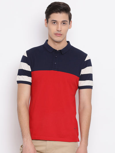 Red Colourblocked T-shirt - Men T-Shirts