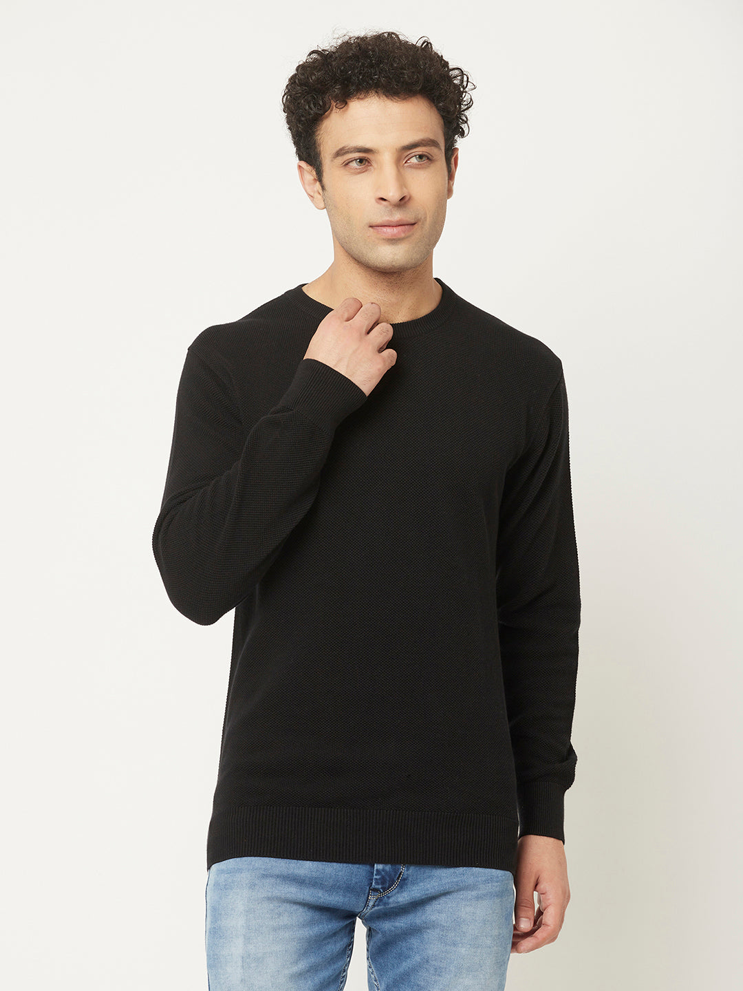 Black Sweater in Regular Cut-Men Sweaters-Crimsoune Club