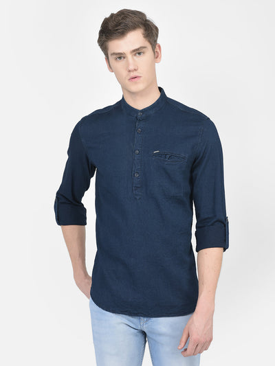 Shirt-Style Denim Kurta