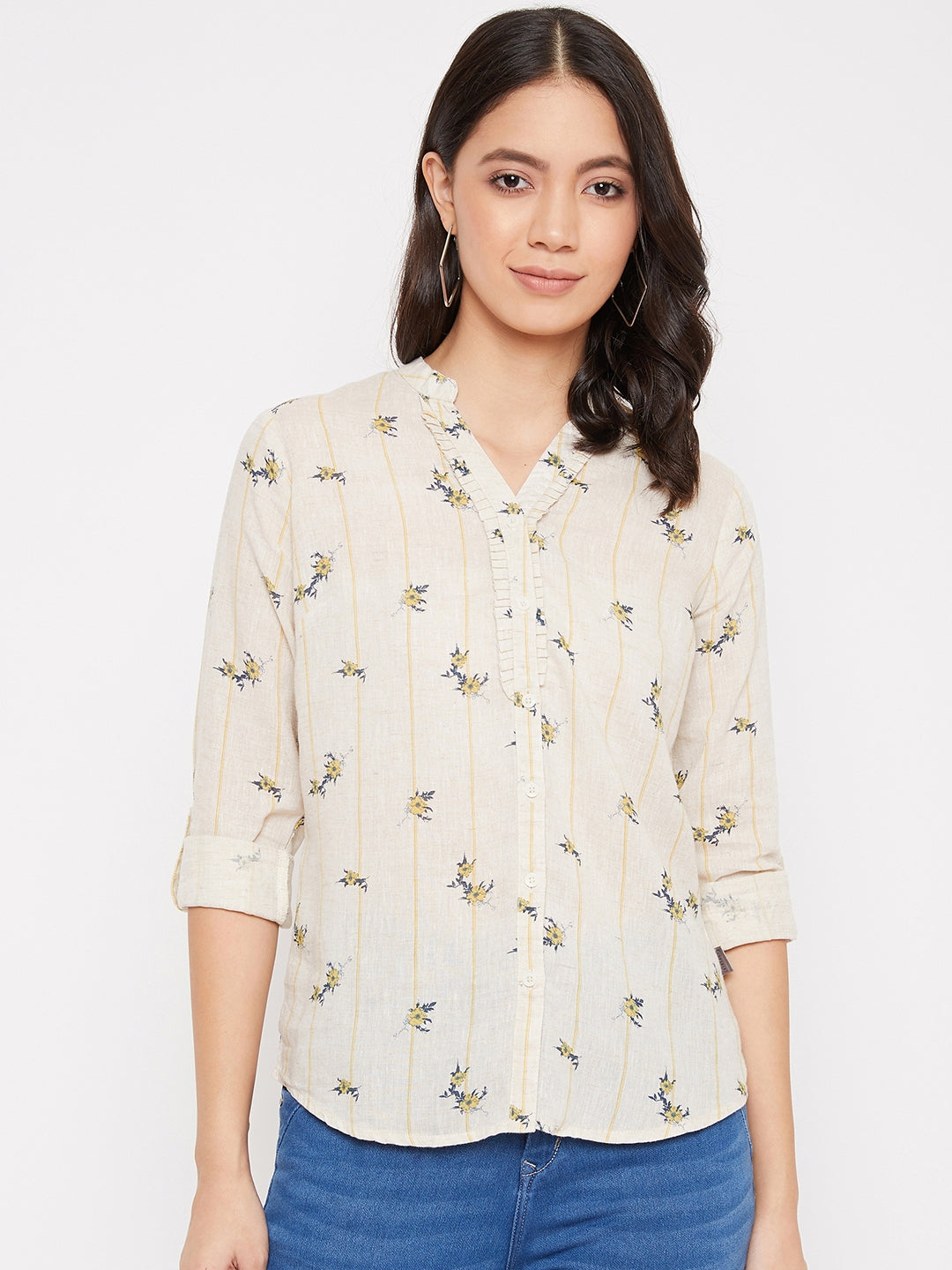 Floral Slim Fit Full Sleeves - Women Shirts