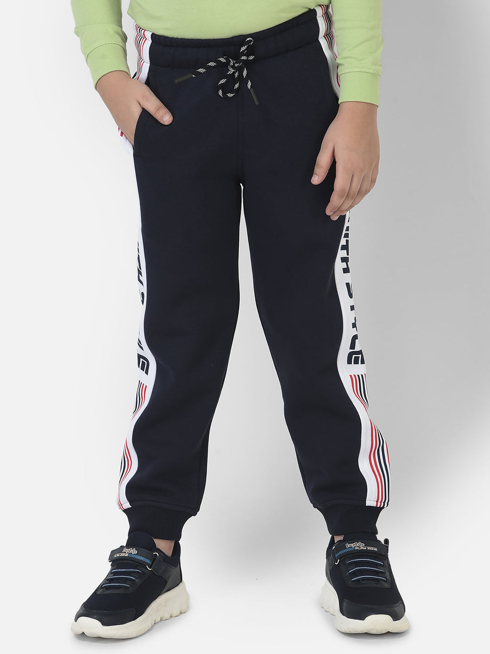 Navy Blue Joggers with Typographic Styling 