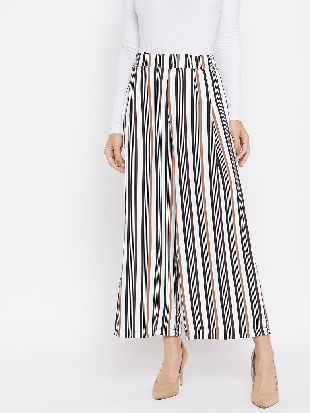 Striped Flared Culottes - Women Trousers