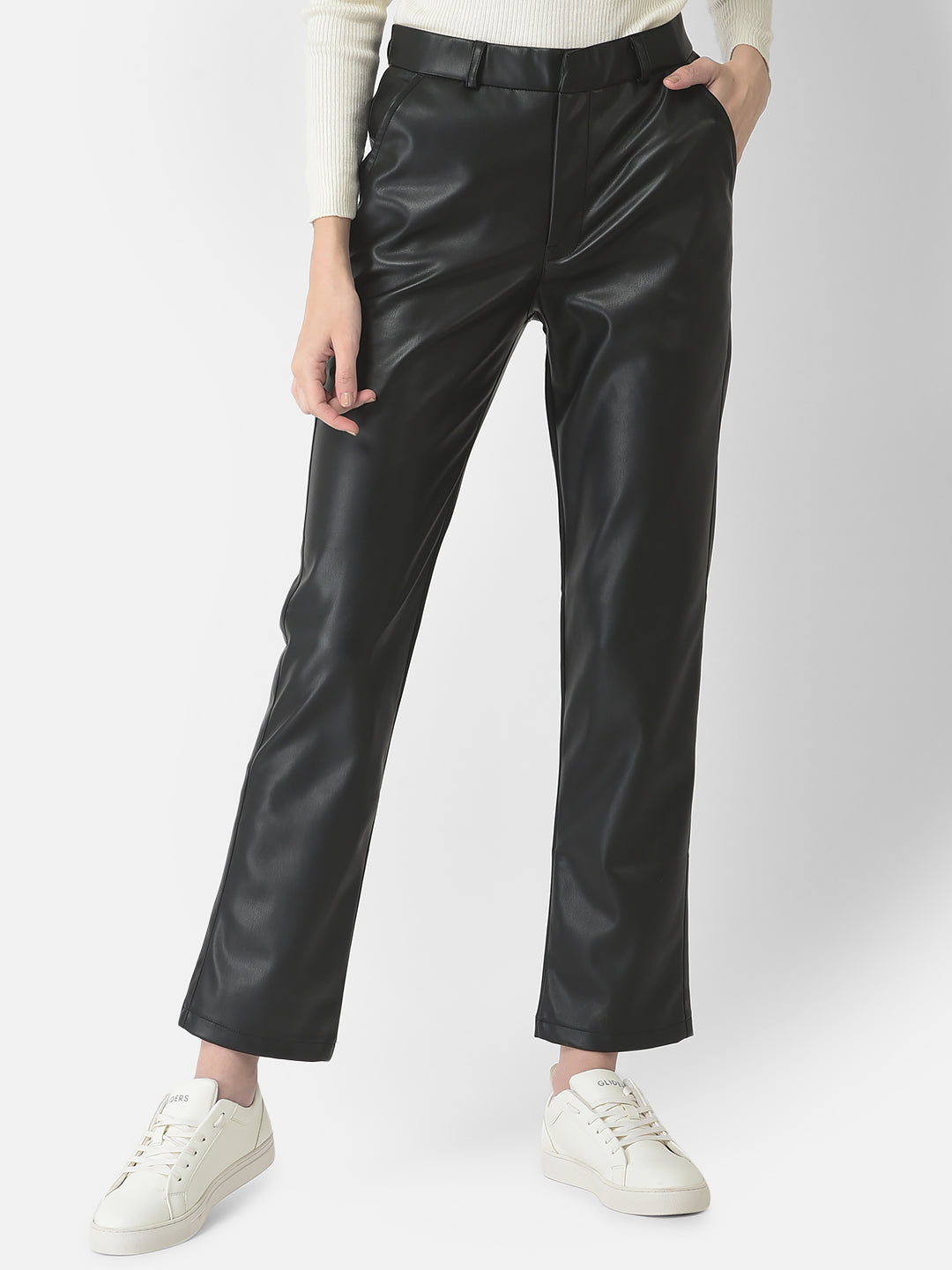  Wide-Leg Faux Leather Pants