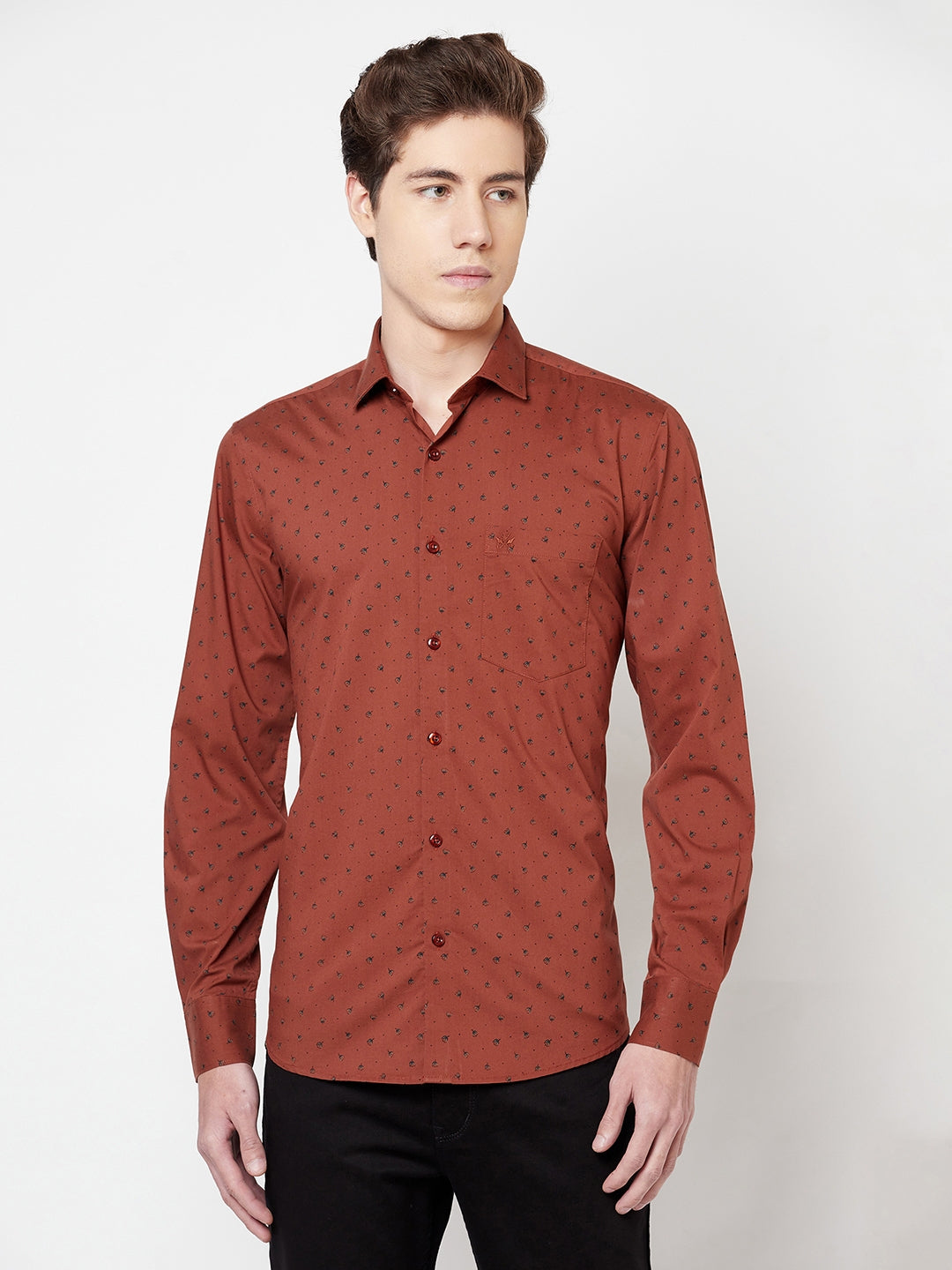 Brown Floral Shirt - Men Shirts