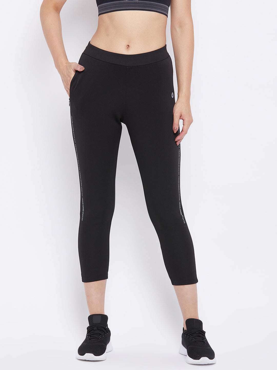 Black Cropped Track Pants - Women Track Pants
