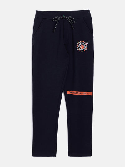 Navy Blue Printed Track Pants - Boys Track Pants