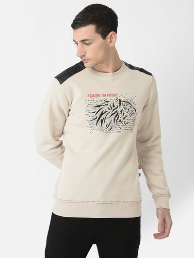  Beige Lion Graphic Sweatshirt